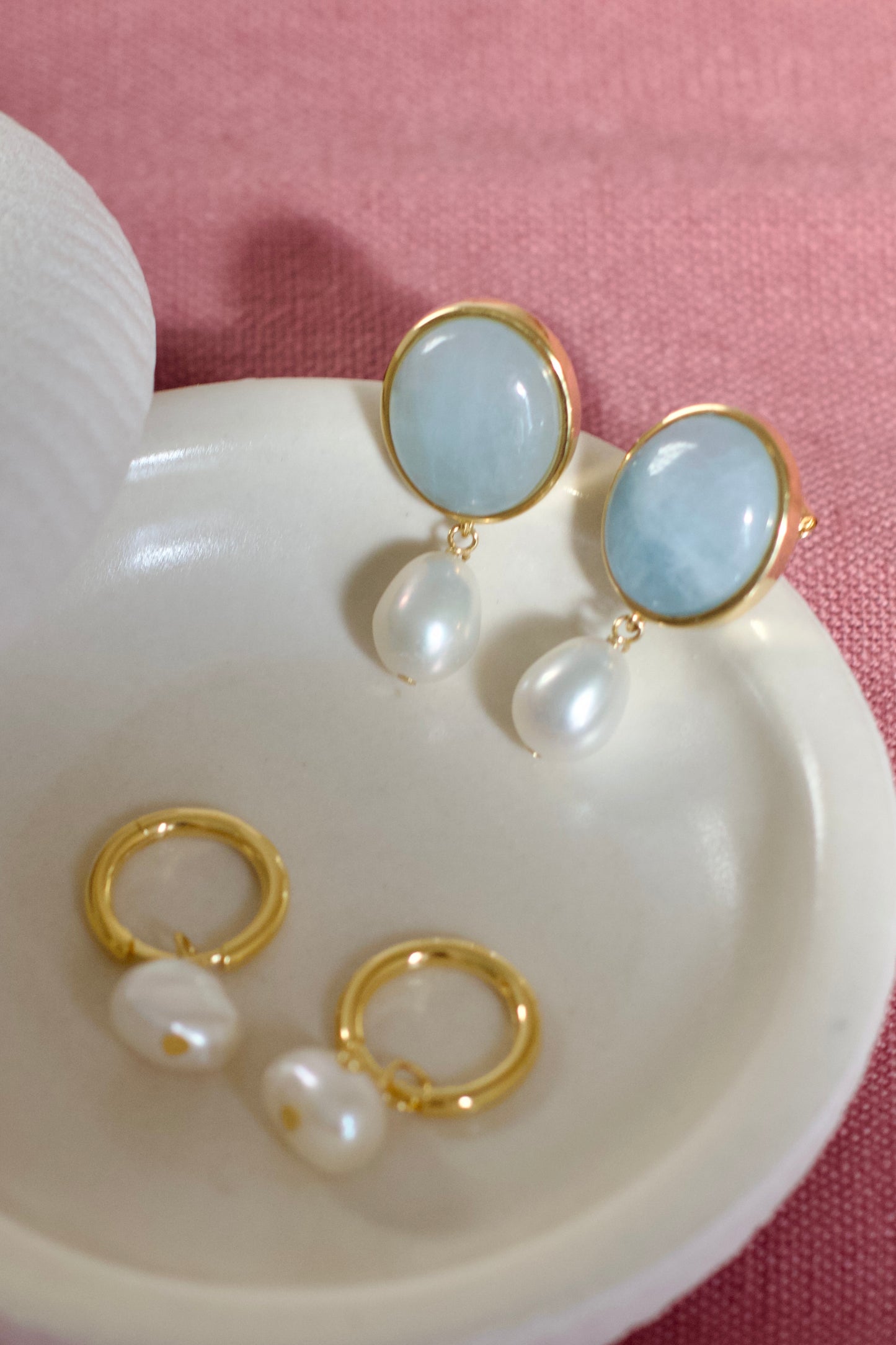 Maris Aquamarine Pearl Drop Earrings