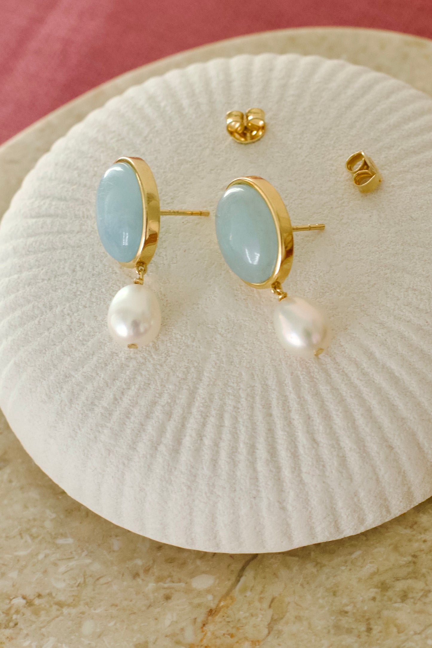 Maris Aquamarine Pearl Drop Earrings