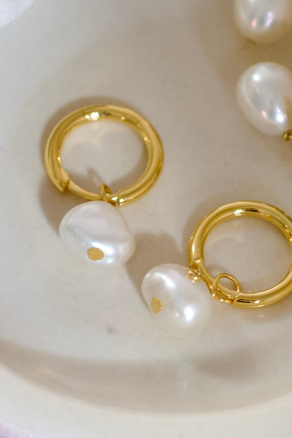 Clara Pearl Huggie Earrings