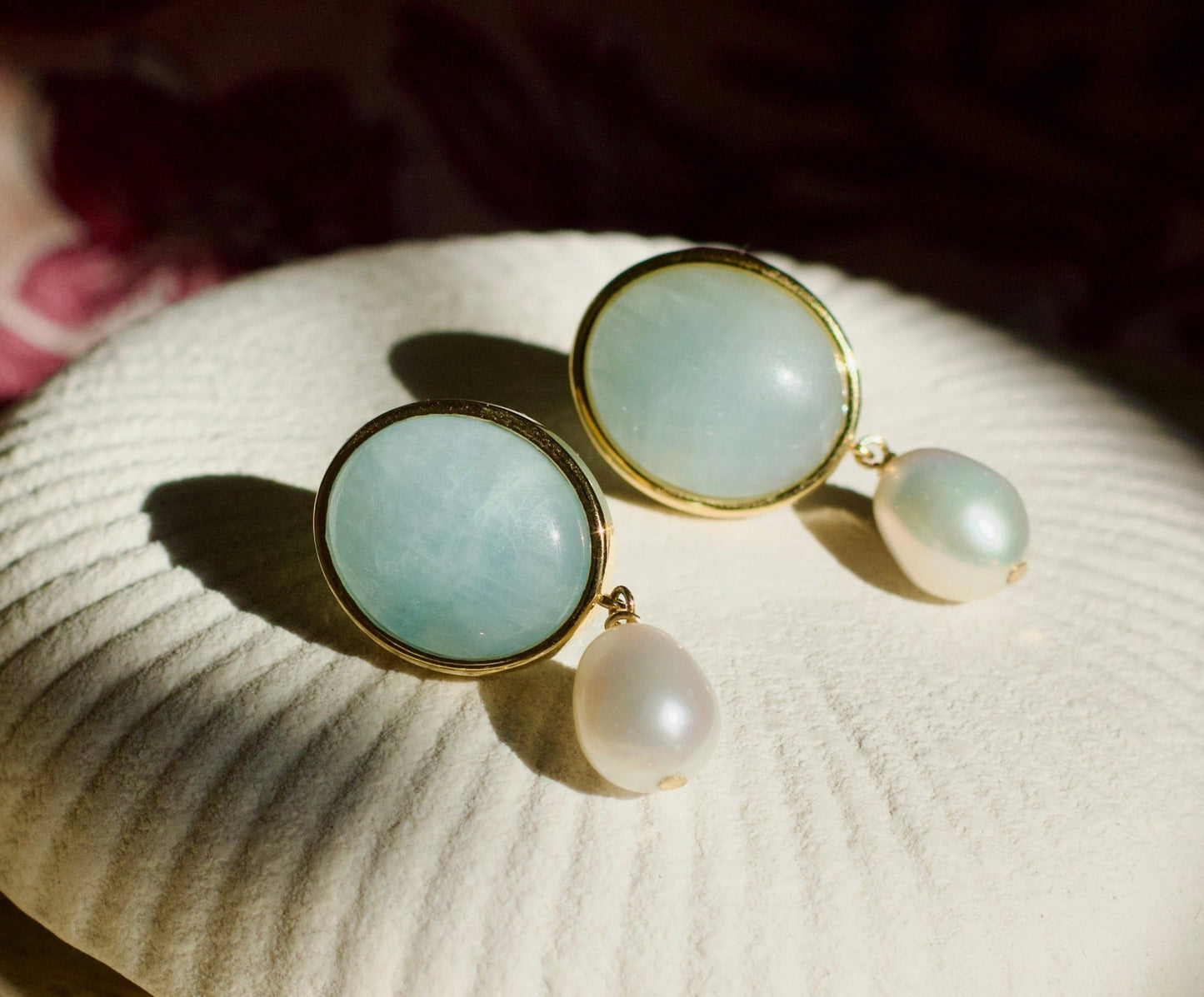 Maris Aquamarine Pearl Drop Earrings